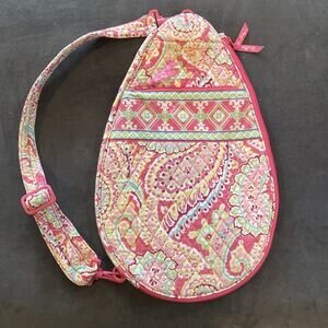 Vera Bradley Crossbody Tennis Pickle Ball Racquet Case - Paisley Pink Bag EUC